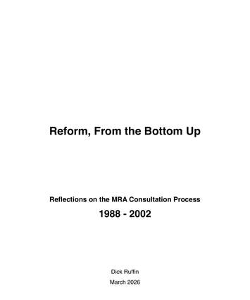 Cover of Reform, From the Bottom Up