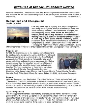 Cover of IofC UK Schools Service report