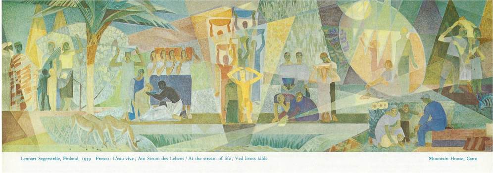 At the stream of life, fresco in the Caux conference centre dining room