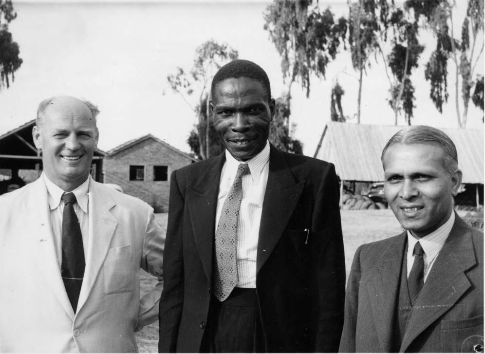 Mr Rodseth, Byron Hove and Dr Adalja on Njoro Farm, Kenya
