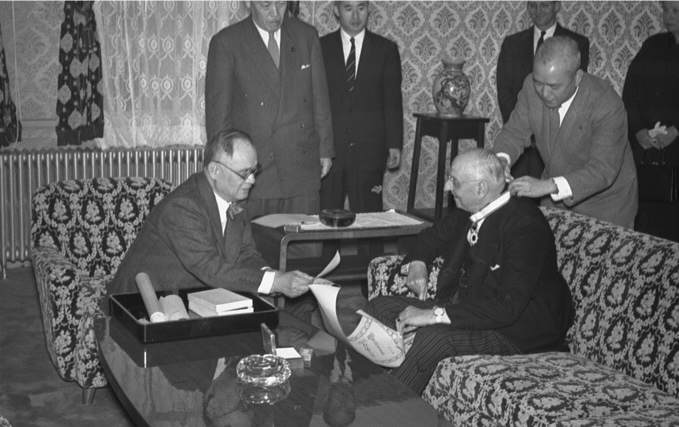 Buchman receiving Japanese Order of the Rising Sun 