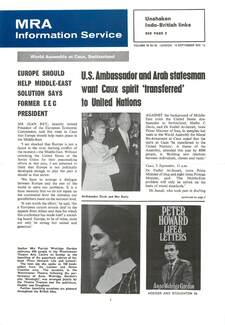 Cover of MRA Information Service - Vol. 18 No. 52, 1970-09-12