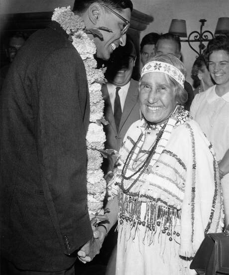 Rajmohan Gandhi, Daisy Crowchild, B&W portrait photo