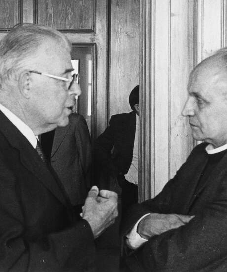 Phillippe Mottu, Mgr Pierre Mamie , B&W portrait photo