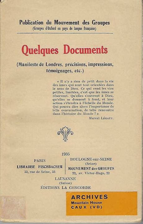 Quelques documents, couverture de livre