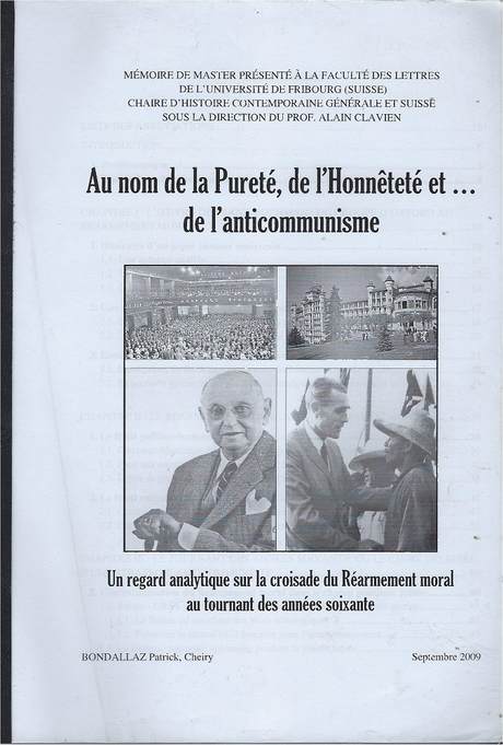 Au nom de la pureté, de l'honnêtetè et ... de l'anticommunisme, Patrick Bondallaz, couverture