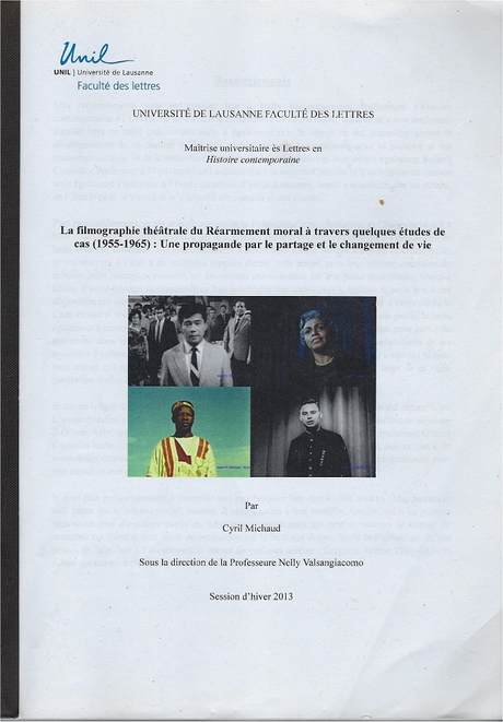 La filmographie théâtrale du Réarmement moral, Cyril Michaud, mémoire