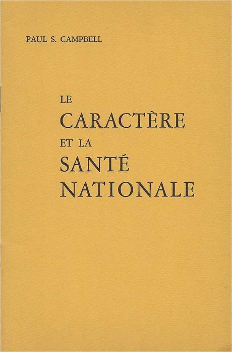 Paul Campbell, Le Caractère et la santé nationale, couverture