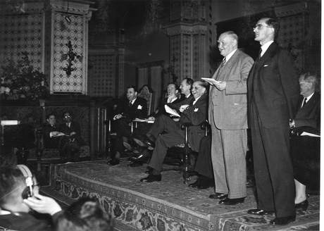 Hans Böckler, Frank Buchman, A.R.K. Mackenzie, Philippe Mottu, B&W portrait photo