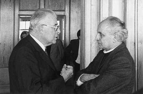 Phillippe Mottu, Mgr Pierre Mamie , B&W portrait photo