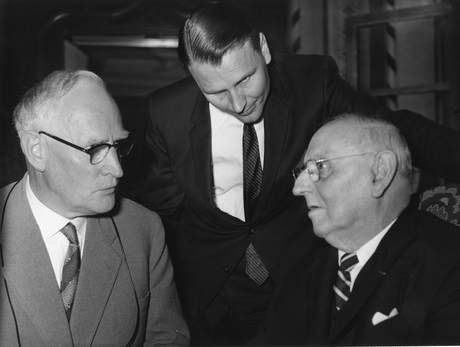 Emil Emmenegger, Peter Petersen, Frank Buchman, B&W portrait photo