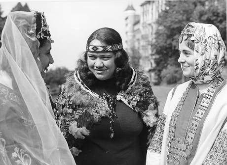 Cigdem Bilginer, Tomai Rangi Paki and Catherine Guisan, B&W portrait photo