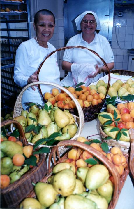 Renée Pan in Caux kitchen