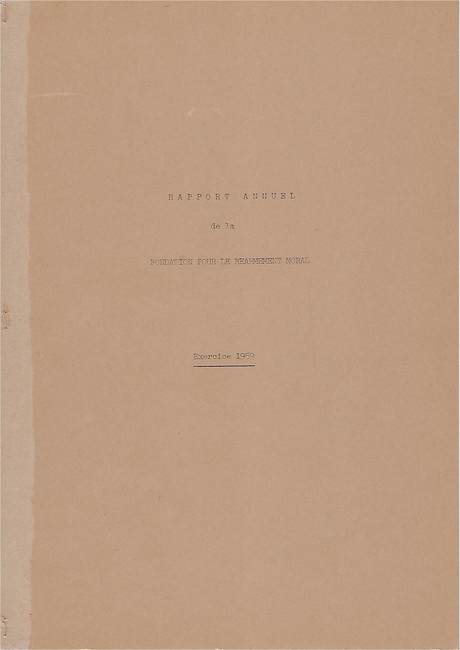 Rapport Annuel de la Fondation pour le Réarmement moral 1959, cover