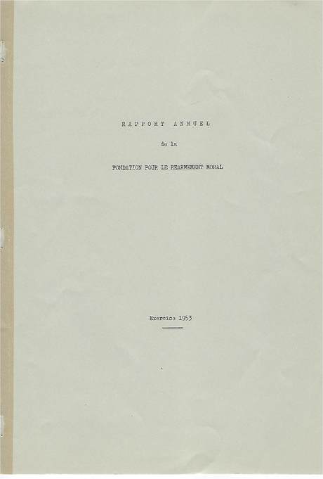 Rapport Annuel de la Fondation pour le Réarmement moral 1953, cover
