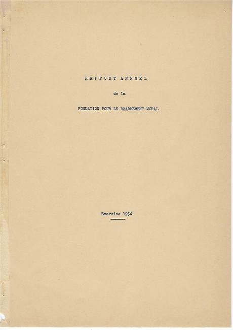 Rapport Annuel de la Fondation pour le Réarmement moral 1954, cover