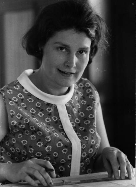 Dell Williams at her drawing board