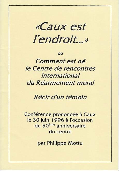 "Caux est l'endroit", couverture de brochure par Philippe Mottu