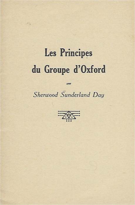 "Les principes du Groupe d'Oxford" couverture pamphlet de Sherwood Day, 1935