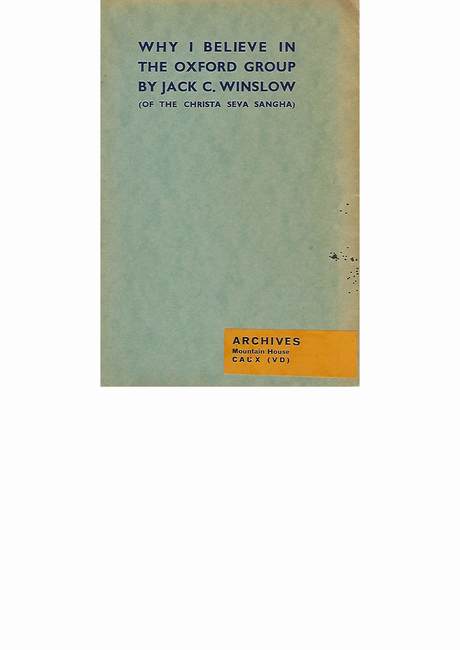 'Why I believe in the Oxford Group' book cover