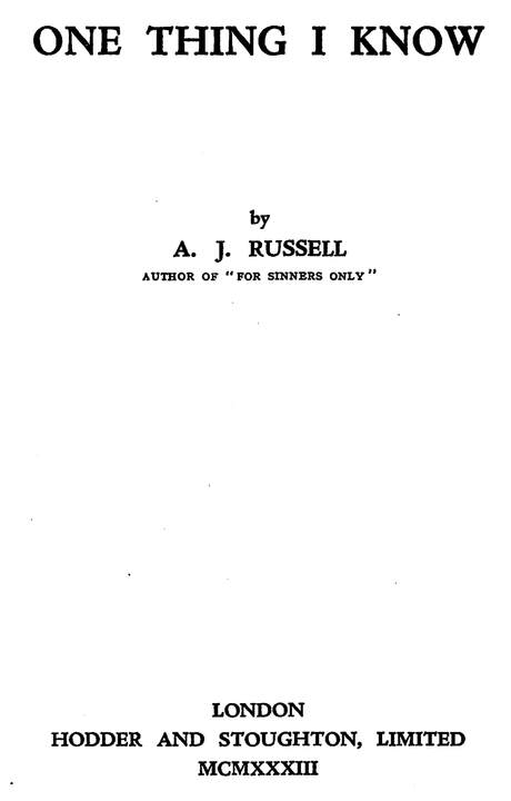 One thing I know book cover