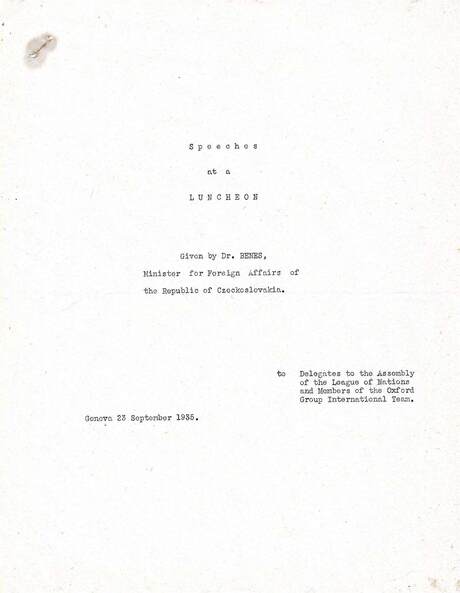 Cover page of 1935 OG luncheon in Geneva, full texts