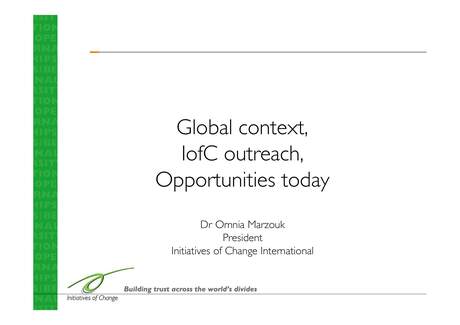 Cover of Global context, IofC outreach, Opportunities today