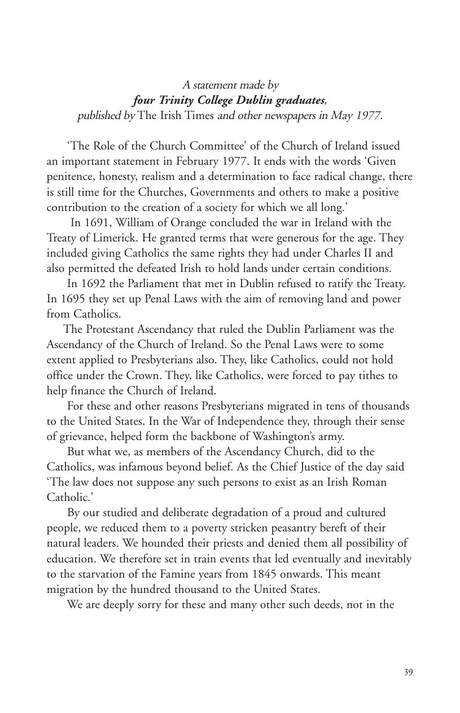 Cover of Four Trinity College Dublin Graduates, A statement