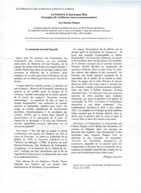 Cover of La guerre n'aura pas lieu