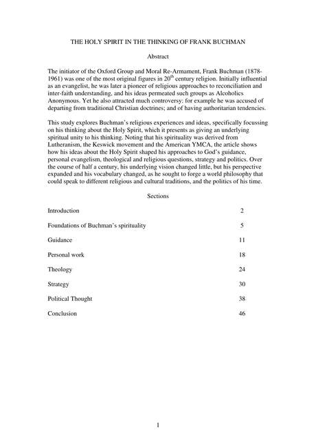 Cover of The Holy Spirit in the thinking of Frank Buchman