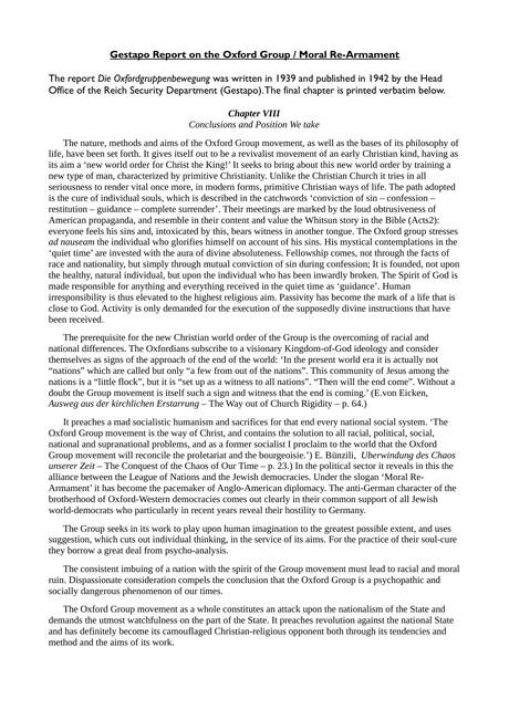 Cover of The Gestapo report on the Oxford Group, in English