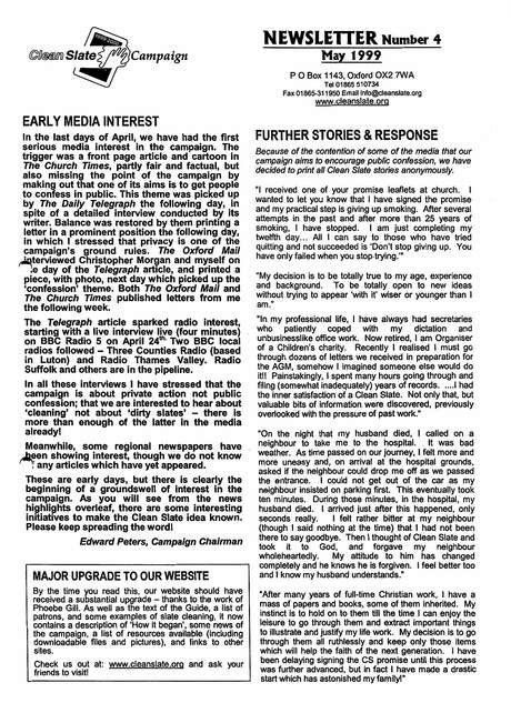 Cover of Clean Slate Campaign newsletter #04, May 1999