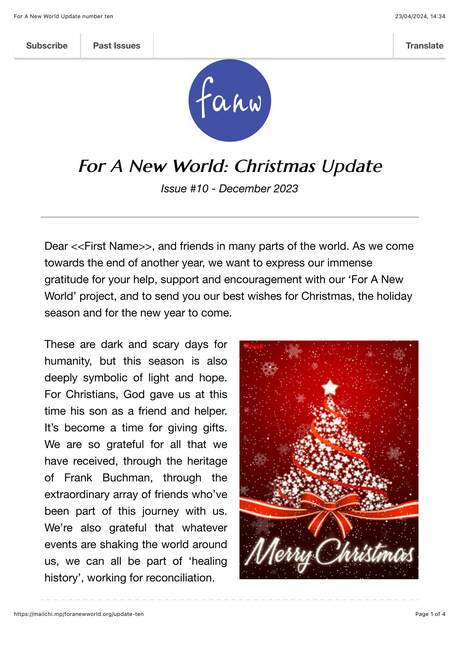 Cover of For A New World Update 2023 - 10 - December
