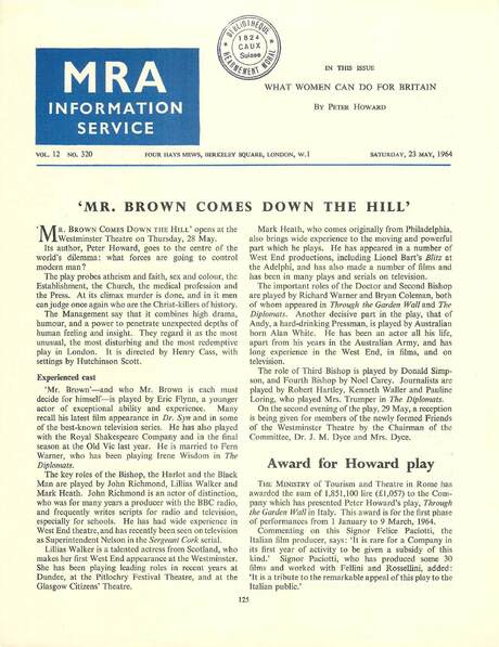 Cover of MRA Information Service - Vol. 12 No. 320, 1964-05-23