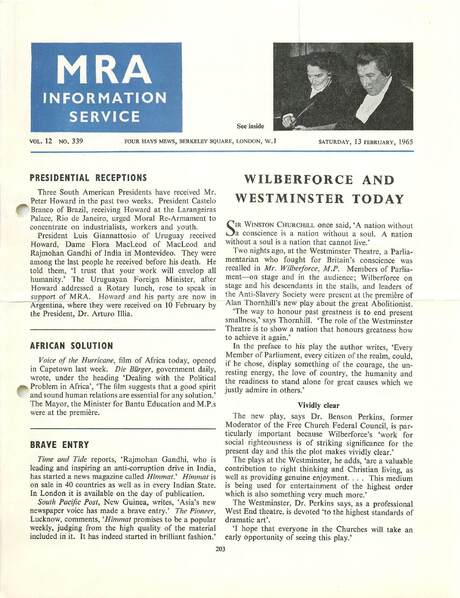 Cover of MRA Information Service - Vol. 12 No. 339, 1965-02-13