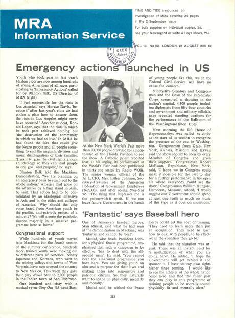 Cover of MRA Information Service - Vol. 13 No. 353, 1965-08-28