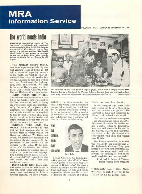 Cover of MRA Information Service - Vol. 16 No. 01, 1967-09-16