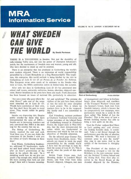 Cover of MRA Information Service - Vol. 16 No. 13, 1967-12-09