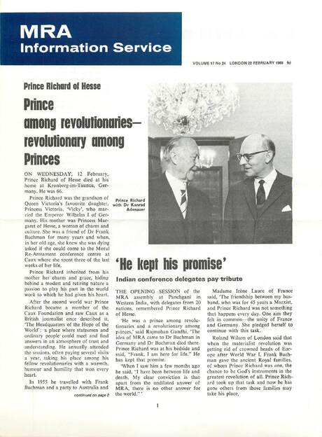 Cover of MRA Information Service - Vol. 17 No. 24, 1969-02-22