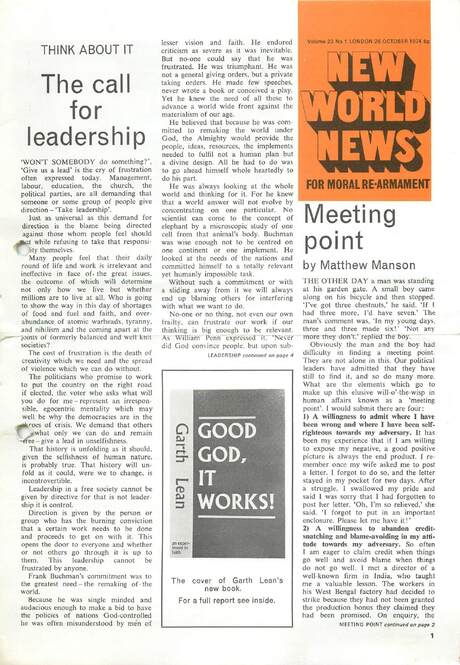 Cover of New World News - Vol. 23 No. 01, 1974-10-26