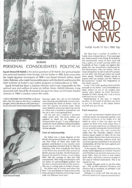 Cover of New World News - Vol. 28 No. 45, 1980-10-11
