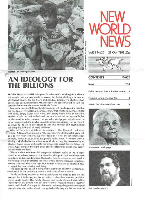 Cover of New World News - Vol. 31 No. 20, 1983-10-29