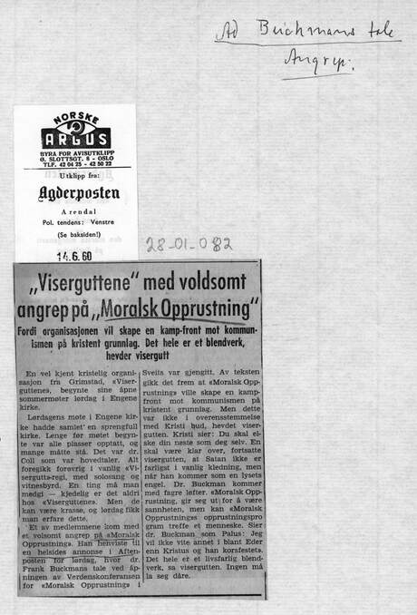 Cover of "Viserguttene" med voldsomt angrep på Moralsk Opprustning