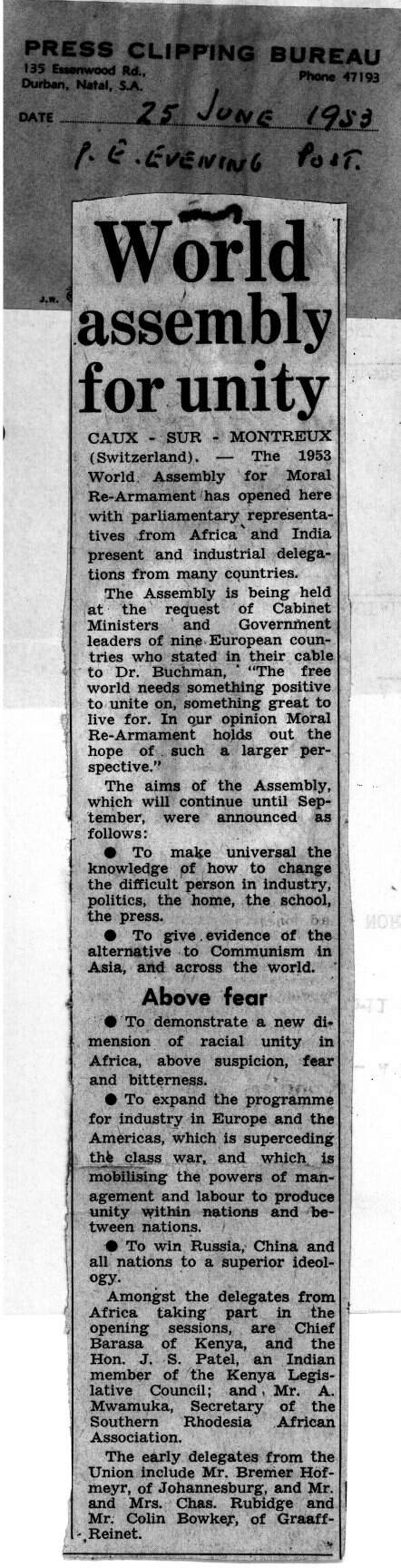Cover of World Assembly for Unity