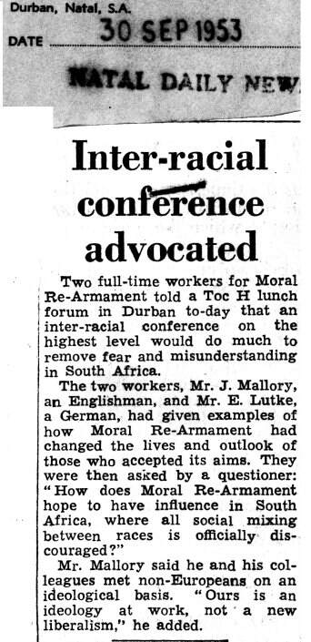 Cover of Inter-racial conference advocated