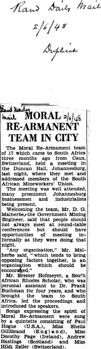 Cover of Moral Re-Armament Team in City