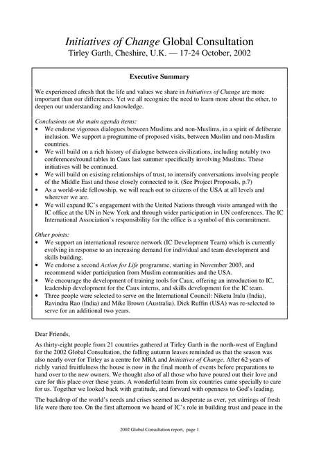 Cover of IofC Global Consultation, UK, October 2002