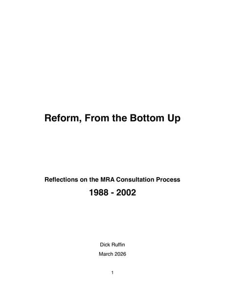 Cover of Reform, From the Bottom Up