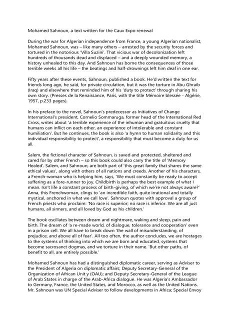 Cover of Mohamed Sahnoun, an article, a review of his book